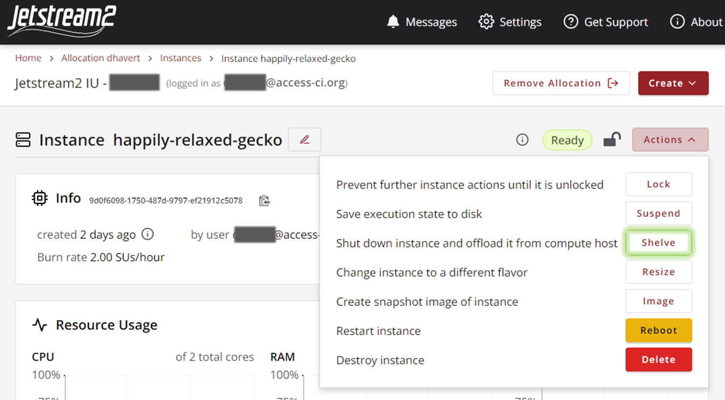 Select Actions, then Shelve