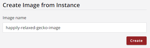 select a name for your image, then click create