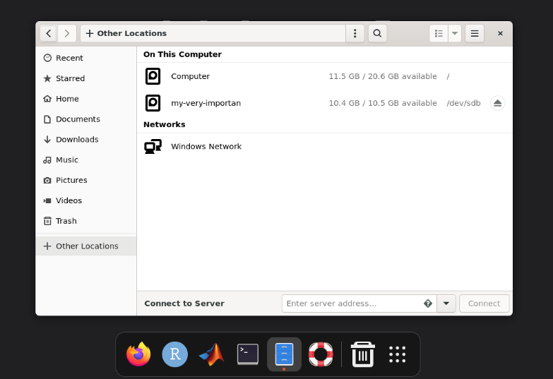 desktop screencap indicating where to find the volume in the file browser