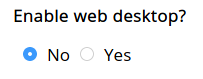 A screenshot of the "Enable web desktop" toggle.